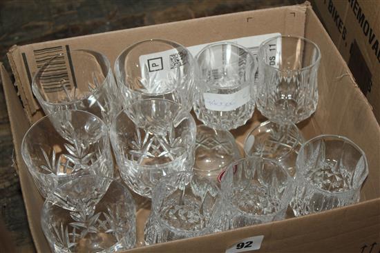 Ten cut glass wine glasses & 2 brandy glasses(-)